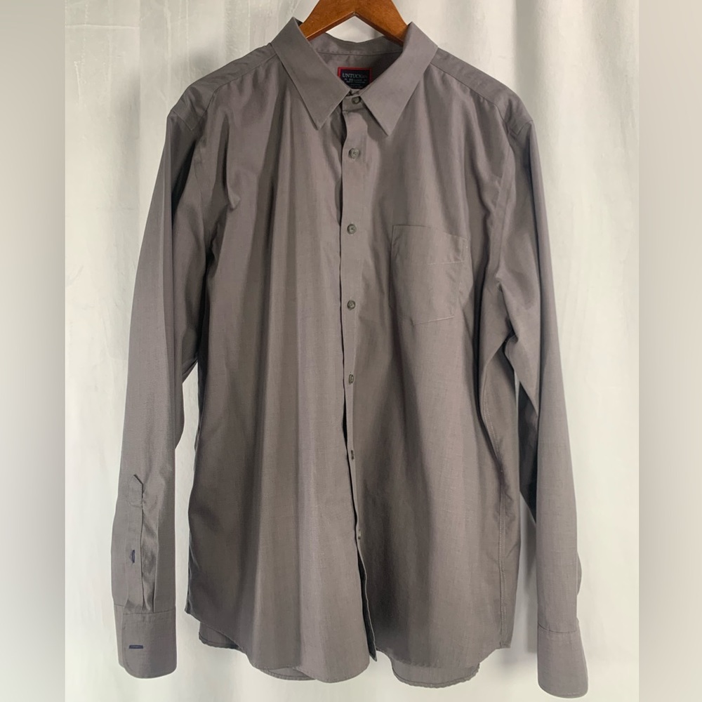 Men's Untuckit Slim Fit Dark Gray Long Sleeve Button Up‎ Wrinkle Free Size XXL